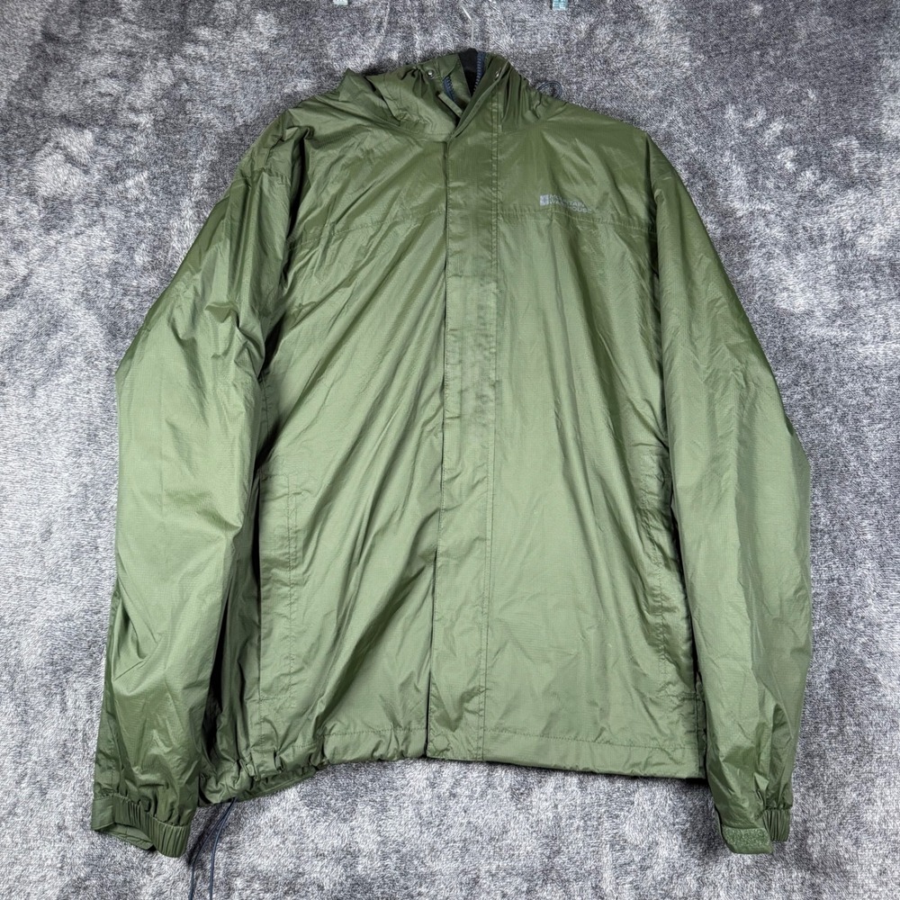Mountain Warehouse IsoDry Rain Jacket Mens XL Green Waterproof Hooded Shell